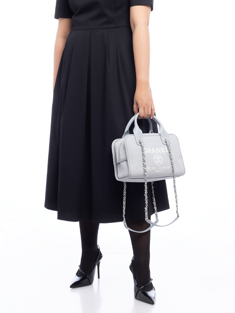 Canvas Deauville Small Bowling Bag Light Blue