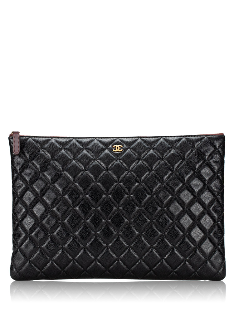 Caviar Classic Large O Case Clutch Black
