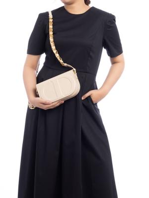 Calfskin CD Signature Crossbody Caramel Beige