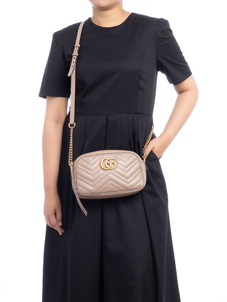 GG Marmont Matelasse Small Camera Bag Porcelain Rose