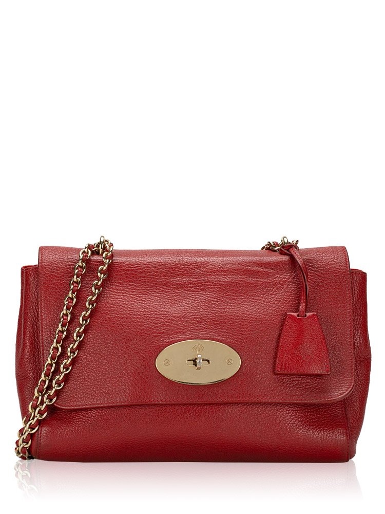 Glossy Goatskin Lily Medium Shoulder Bag Red