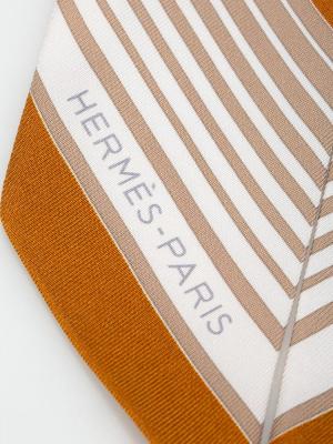 Ex-Libris Silk Twilly Beige Blanc Caramel