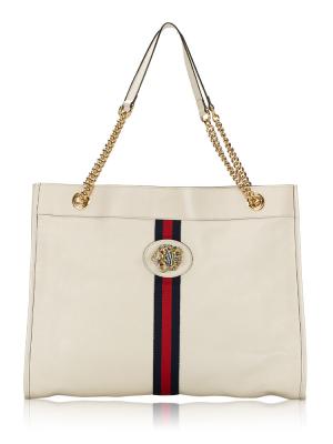 Calfskin Rajah Large Chain Tote White