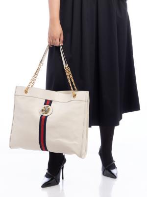 Calfskin Rajah Large Chain Tote White