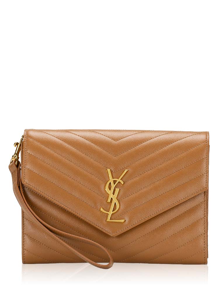 Grain De Poudre Matelasse Monogram Cassandre Pouch Natural