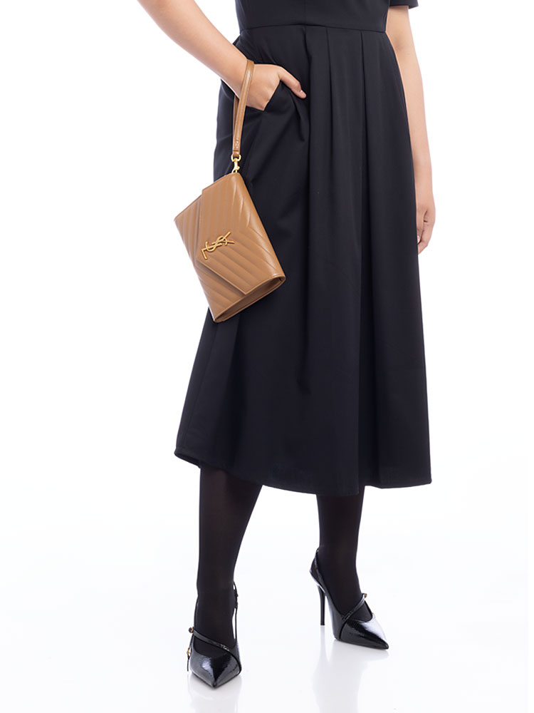 Grain De Poudre Matelasse Monogram Cassandre Pouch Natural