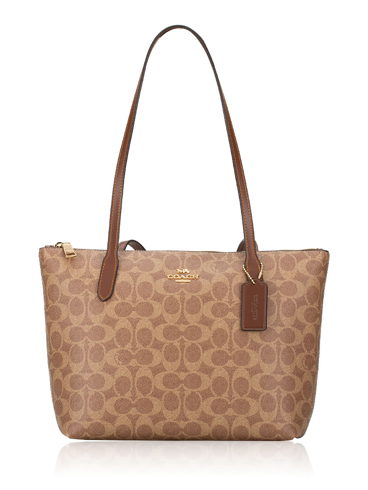 CBT18 Signature Fiona Zip Tote Tan Brown