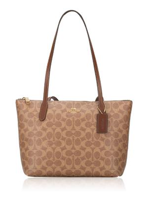 CBT18 Signature Fiona Zip Tote Tan Brown