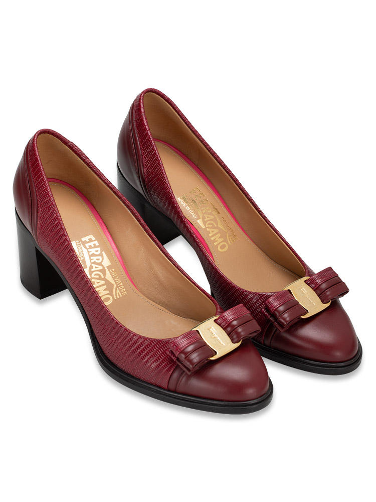 Calfskin Fedina Pumps Dark Red Sz 7.5