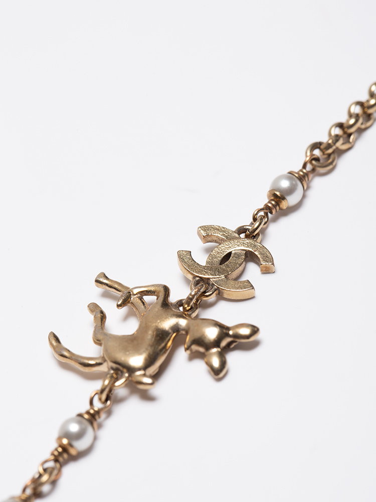 Resin Faux Pearl Crystal CC Bambi Bracelet Gold