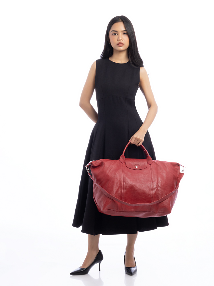 Le Pliage Cuir Travel Bag SH Red