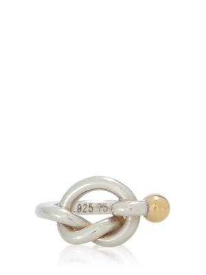 18K Yellow Gold And Sterling Silver Love Knot Ring