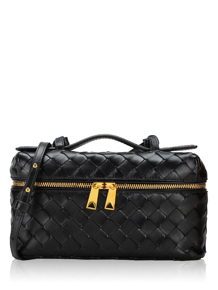 Calfskin Intrecciato Bang Bang Vanity Case Black