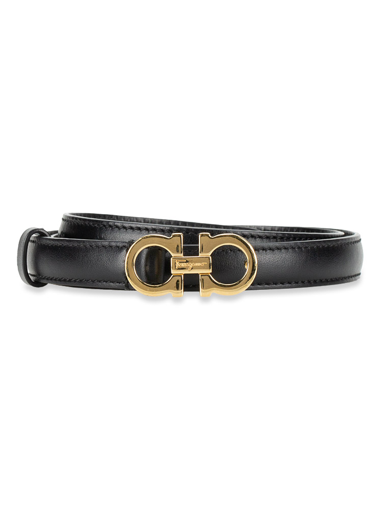 Calfskin Gancini Skinny Belt Black Sz 75