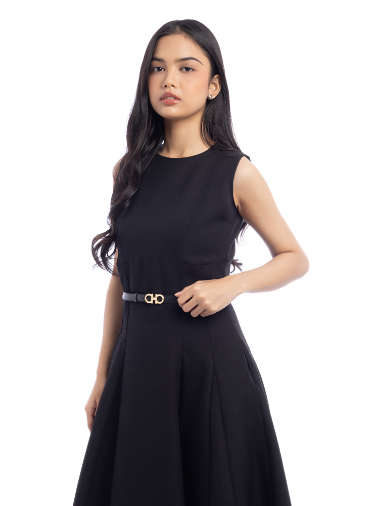 Calfskin Gancini Skinny Belt Black Sz 75