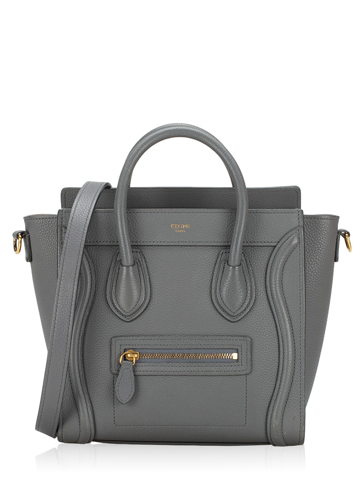 Drummed Calfskin Nano Luggage Kohl