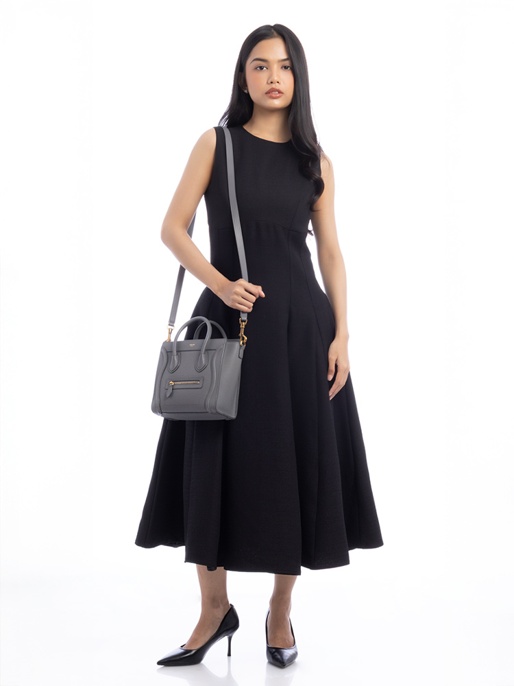 Drummed Calfskin Nano Luggage Kohl