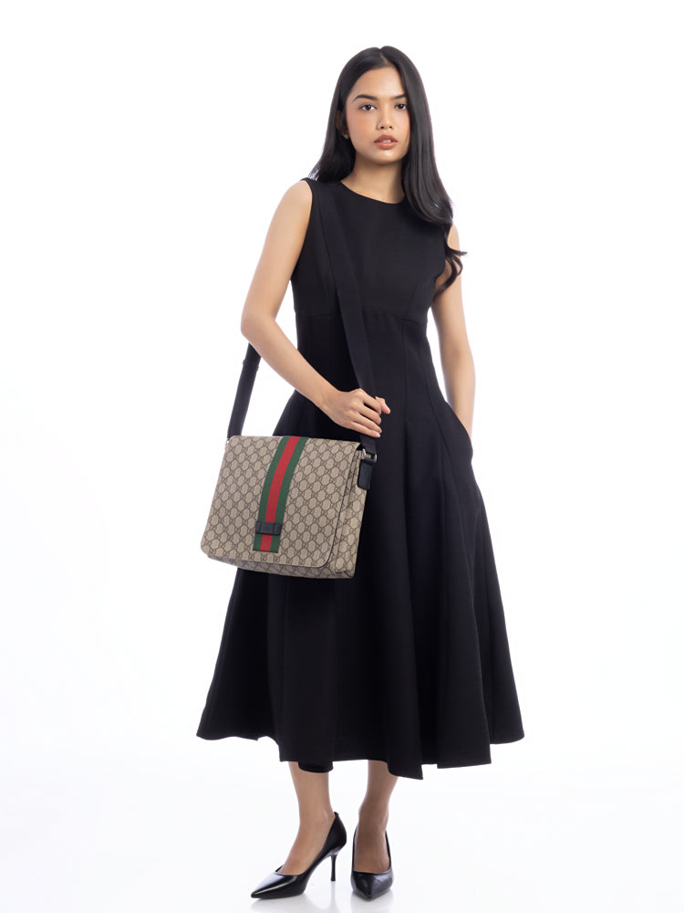 GG Supreme Web Flap Messenger Black