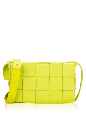 Lambskin Maxi Intrecciato Cassette Crossbody Acid Kiwi