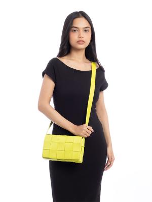 Lambskin Maxi Intrecciato Cassette Crossbody Acid Kiwi
