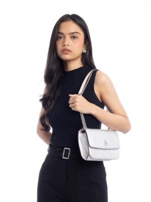 Metallic Shoulder Bag Shiny Silver