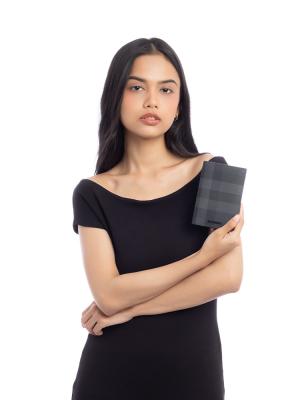 Check Passport Holder Charcoal