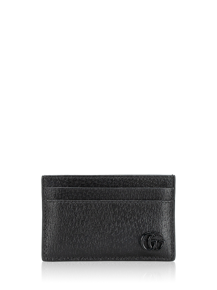 Calfskin GG Marmont Card Case All Black