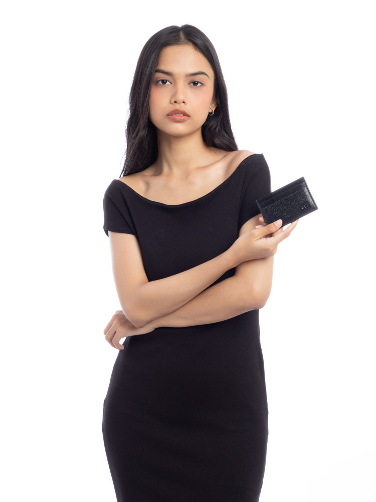 Calfskin GG Marmont Card Case All Black