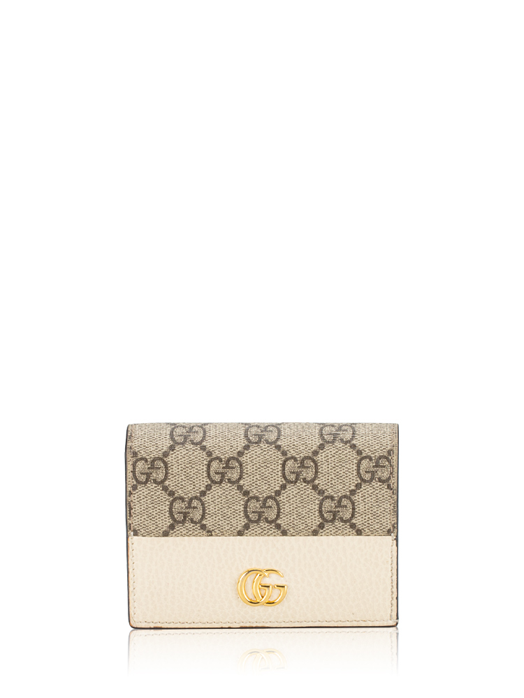 Dollar Calfskin Supreme GG Marmont Small Wallet Mystic White