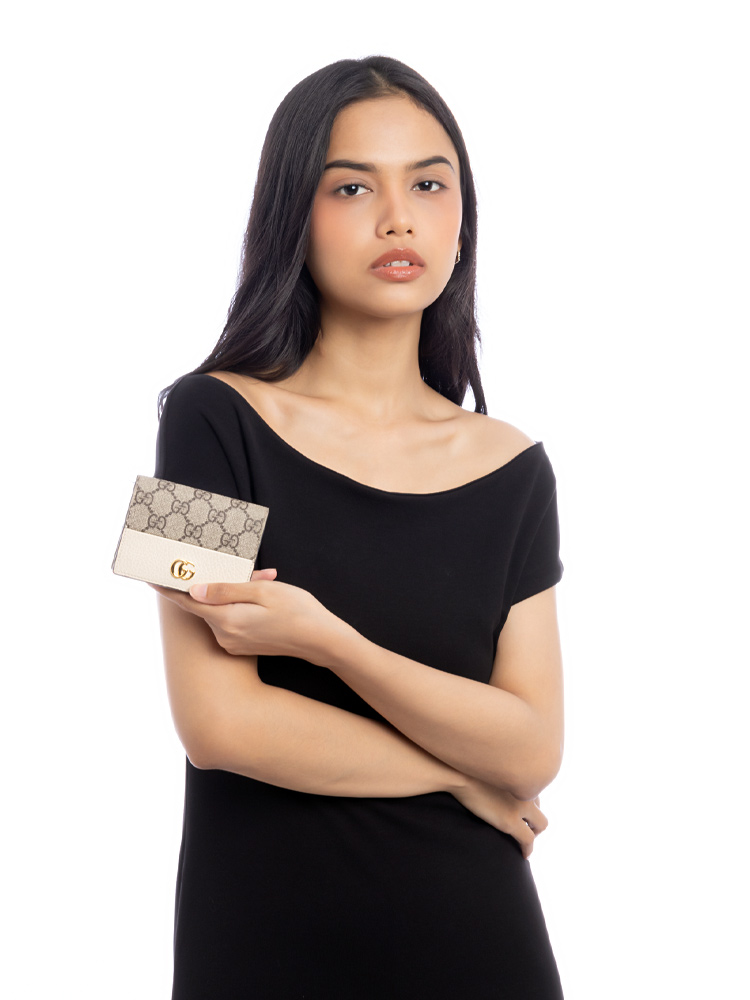 Dollar Calfskin Supreme GG Marmont Small Wallet Mystic White