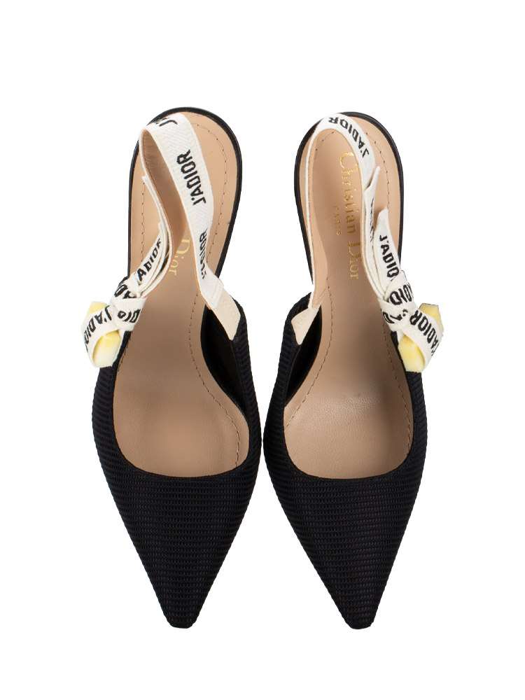 Technical Canvas J'Adior Slingback 65mm Pumps Black Sz 36.5