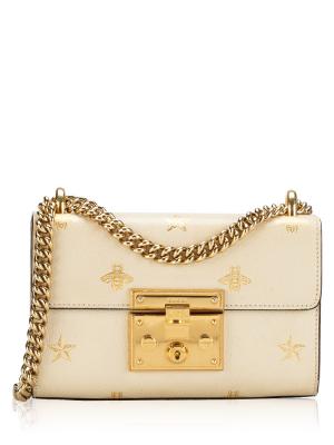 Calfskin Bee Star Padlock Small Shoulder Bag Ivory