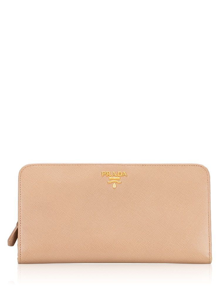 Saffiano Organizer Zip Wallet Beige