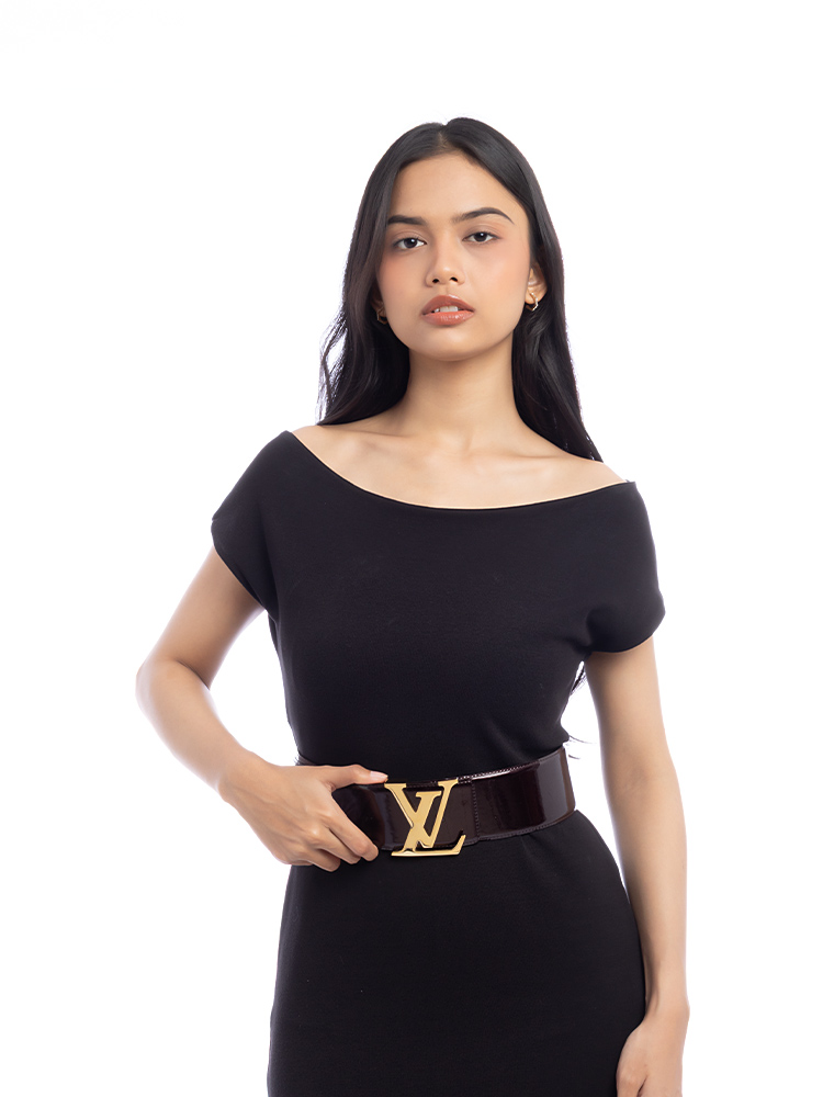 Vernis LV Initiales Wide Belt Amarante Sz 75