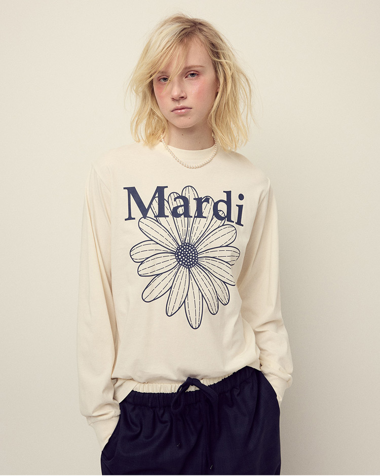Flowermardi Long Sleeve T-Shirt Cream Navy