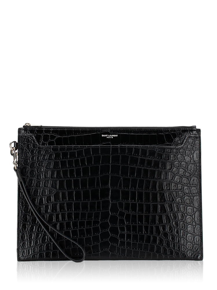 Calfskin Croco Embossed iPad Case Black