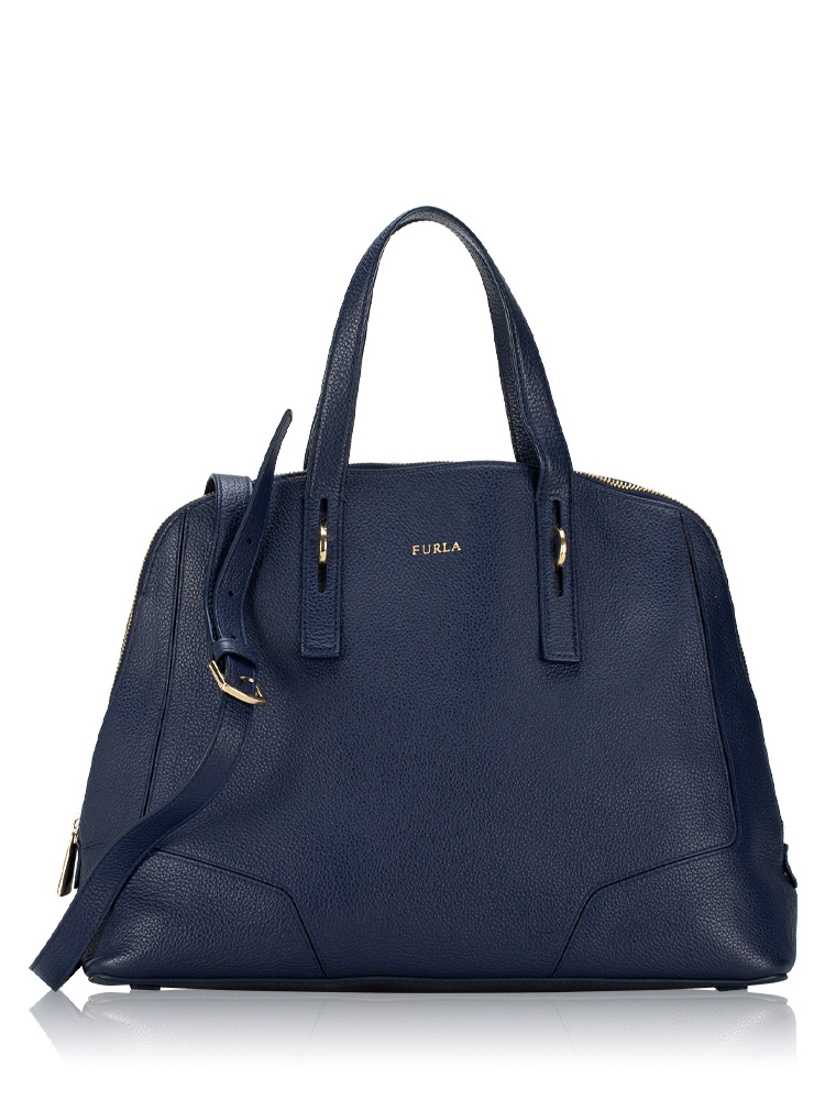Perla Leather Large Tote Navy