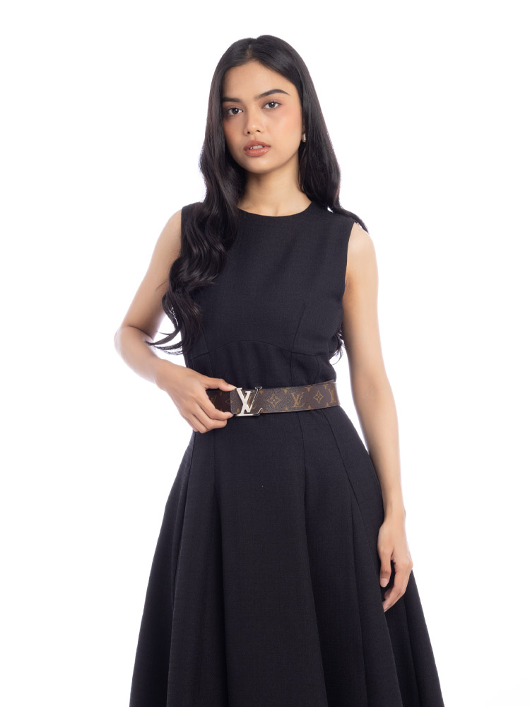 Calfskin Monogram 40mm LV Initiales Reversible Belt Noir Sz 85