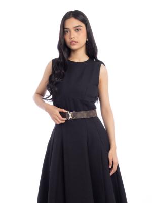 Calfskin Monogram 40mm LV Initiales Reversible Belt Noir Sz 85