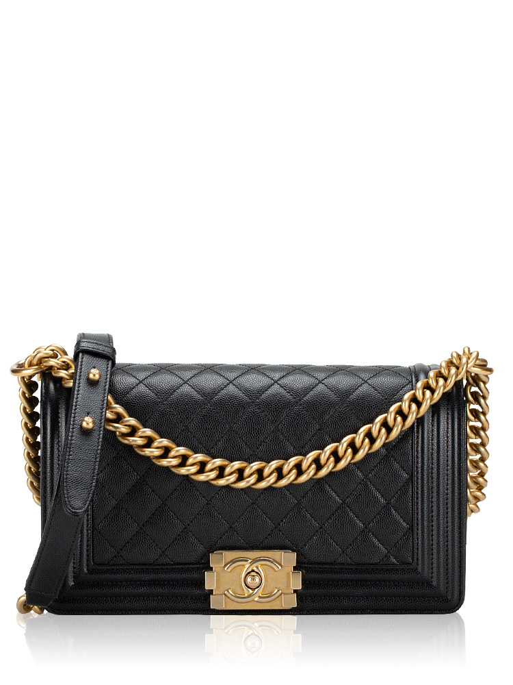 Caviar Medium Boy Flap Bag Black