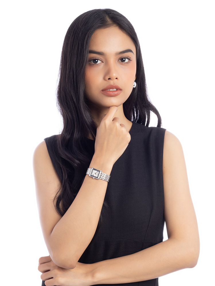 Stainless Lace 20MM Square Watch Silver