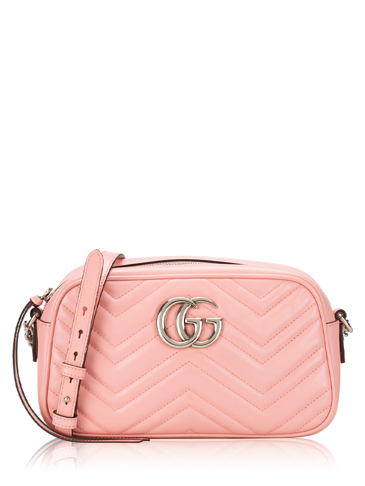 Calfskin GG Marmont Matelasse Small Camera Bag Pink