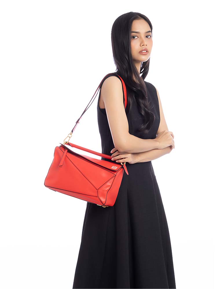 Calfskin Medium Puzzle Bag Scarlet