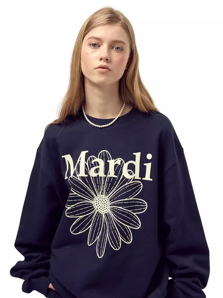 Flower Mardi Oversized Sweatshirt Navy Ivory