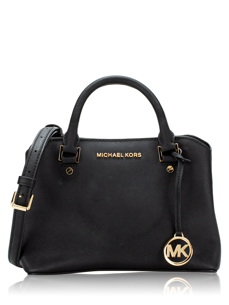 Savannah Leather Small Satchel Black