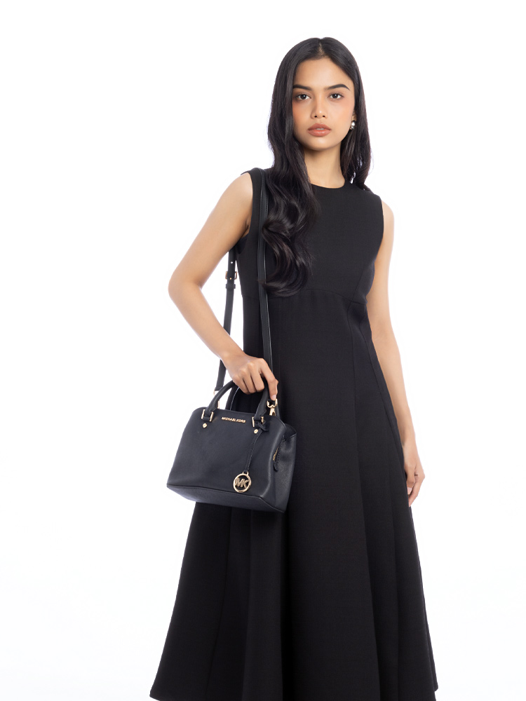 Savannah Leather Small Satchel Black