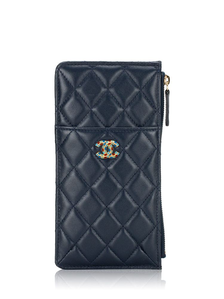 Lambskin Classic Flat Pouch Navy