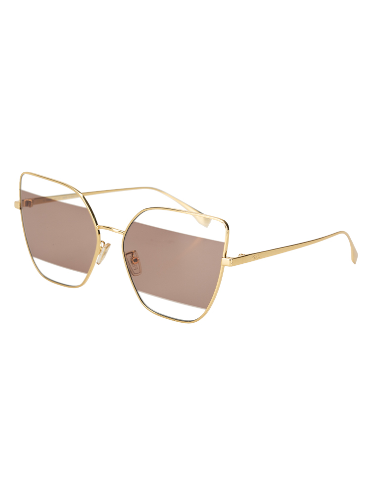 FE40015U Striped Mirror Butterfly Sunglasses Gold Brown