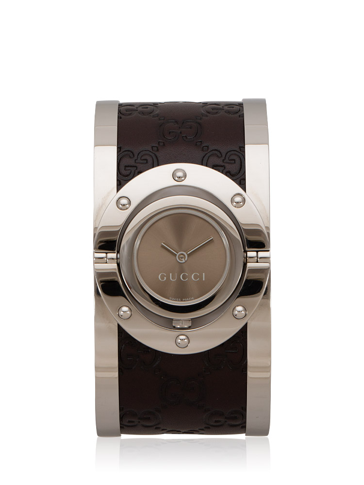 Guccissima Twirl 33mm Watch Silver Brown