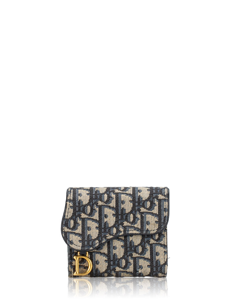 Oblique Saddle Lotus Wallet Blue